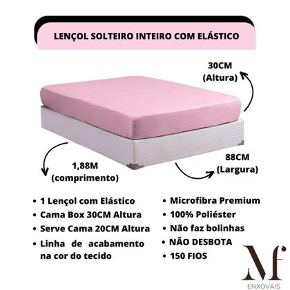 Imagem de Jogo de Cama Solteiro Lençol com Elástico Microfibra Premium 02 Peças Roupa de Cama Box para Revenda