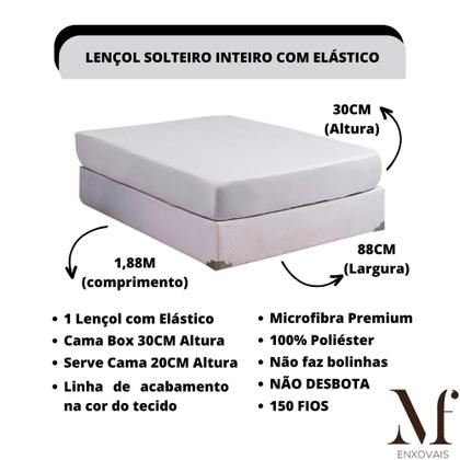 Imagem de Jogo de Cama Solteiro Lençol com Elástico Microfibra Premium 03 Peças Roupa de Cama Box para Revenda
