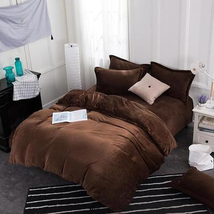 Imagem de Jogo de cama solteiro sued marrom 5 pç edredom de 145x240cm