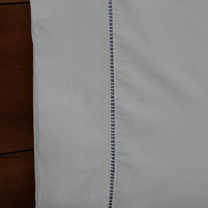 Imagem de Jogo de Cama Super King 3 Peças Percal 200 Fios com Ponto Palito Lençol com Elástico e Fronhas