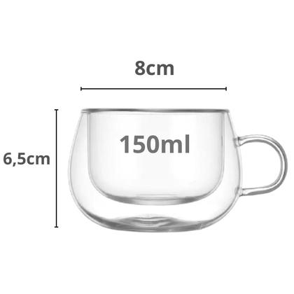 Imagem de Jogo De Caneca Vidro Duplo Caneca Parede Dupla 6un 150ml