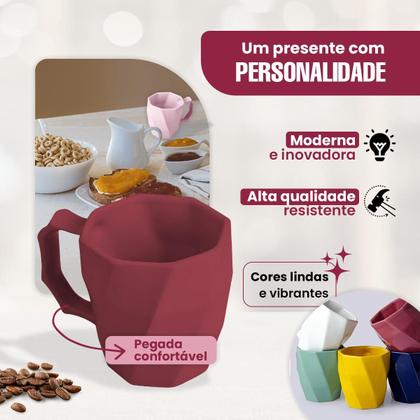 Jogo de Canecas Cerâmicas 4 peças Louça Café da Manha Cores Variadas - Ecass Imagem de Jogo de Canecas Cerâmicas 4 peças Louça Café da Manha Cores Variadas