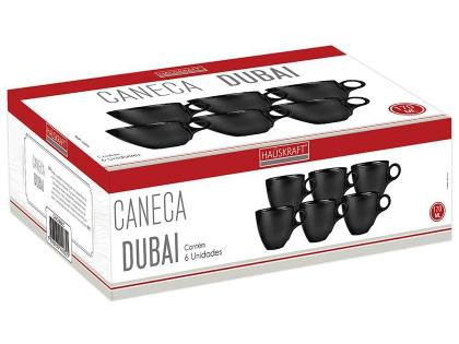 Jogo de Canecas Chá e Café de Vidro Preta 170ml - Hauskraft Dubai 6 Peças Imagem de Jogo de Canecas Chá e Café de Vidro Preta 170ml