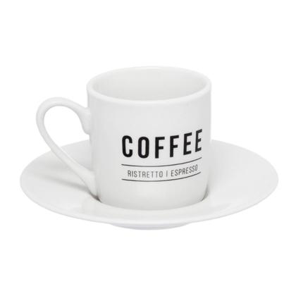 Imagem de Jogo De Canecas De Porcelana 300ml Com Xícaras De Café 80ml - 6 Peças Cada