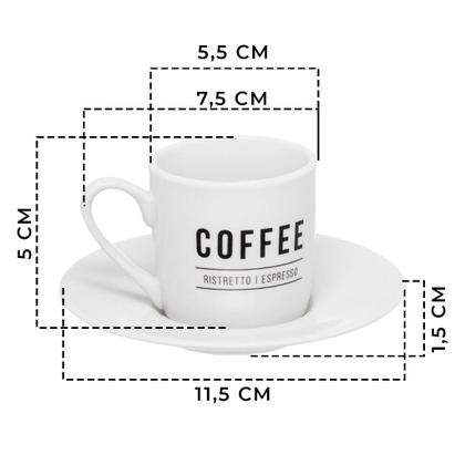 Imagem de Jogo De Canecas De Porcelana 300ml Com Xícaras De Café 80ml - 6 Peças Cada
