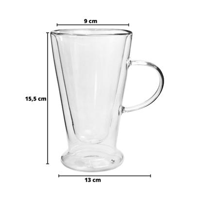 Imagem de Jogo de canecas de vidro parede dupla 385ml 02 peças