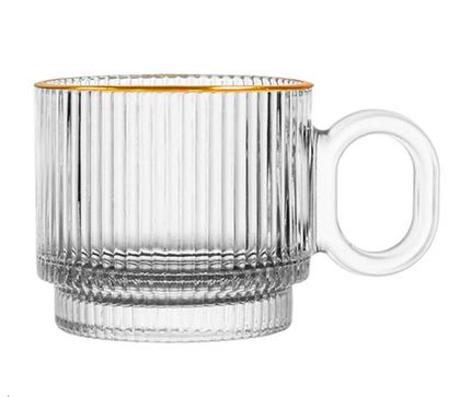 Imagem de Jogo de Canecas Graffiato com Borda Dourada em Vidro 170ml 4 Peças - Hauskraft