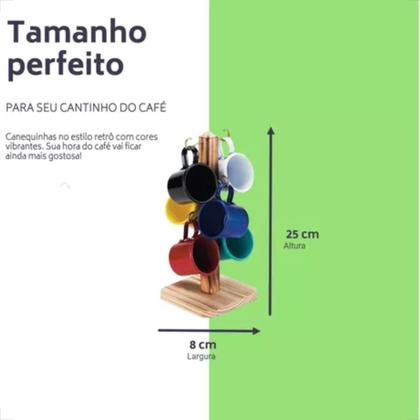 Jogo De Canequinha 100ml Café Suporte Madeira Alumínio 6 Pçs - Budamix Imagem de Jogo De Canequinha 100ml Café Suporte Madeira Alumínio 6 Pçs