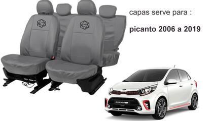 Imagem de Jogo de Capa Picanto 2006 a 2019 Couro Cinza + Capa de Cobrir