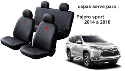 Imagem de Jogo de Capa Sob Medida Pajero Sport 2014 a 2018 + Tapete de Couro e Volante Antiderrapante