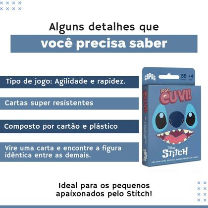 Imagem de Jogo de Cartas Stitch Eu Vi!  Disney Diversão Infantil Tabuleiro Interativo P/ Amigos - Copag