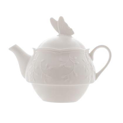 Imagem de Jogo de Chá Conjunto 3 Peças Bule Xícara Pires Porcelana Butterfly Flower Lyor