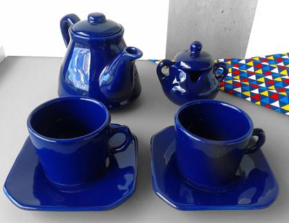 Imagem de Jogo de Chá Porcelana Cobalto Poá