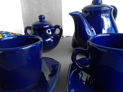 Imagem de Jogo de Chá Porcelana Cobalto Poá