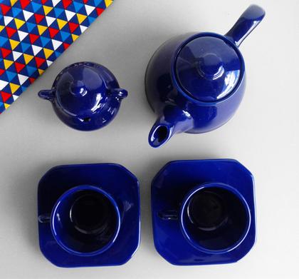 Imagem de Jogo de Chá Porcelana Cobalto Poá