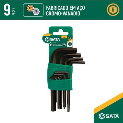 Imagem de Jogo de chave allen curta 1,5 a 10 mm com 9 peças - ST09129L - Sata