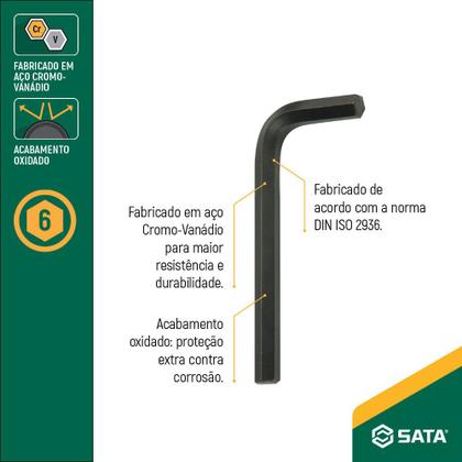 Imagem de Jogo de chave allen curta 1,5 a 10 mm com 9 peças - ST09129L - Sata