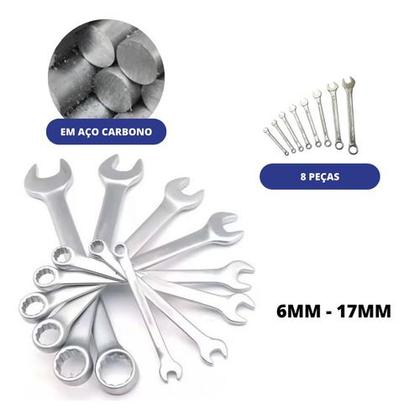 Imagem de Jogo De Chave Combinada 6 Á 17mm 8 Pçs Starfer - Aço Cromado