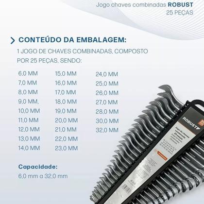 Imagem de Jogo de Chave Combinada 6 a 32mm 25 pçs Robust S09105025