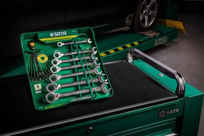 Imagem de Jogo de Chave Combinada C/Catraca Reversível 8-18mm 8 Peças Sata ST09041