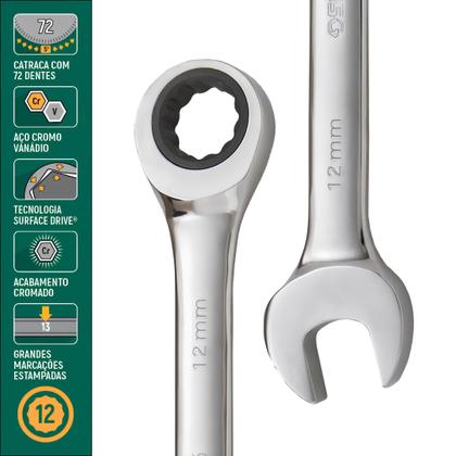 Imagem de Jogo De Chave Combinada Catraca 8-24Mm 16 Pçs ST08034L Sata