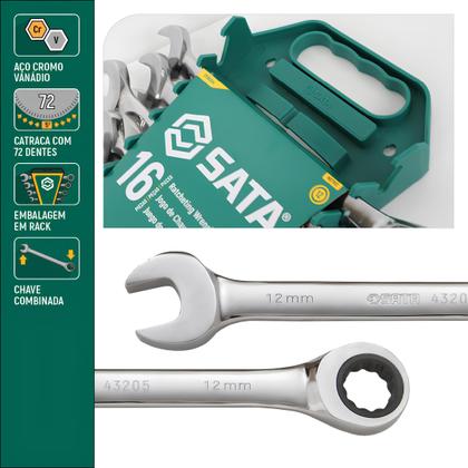 Imagem de Jogo De Chave Combinada Catraca 8-24Mm 16 Pçs ST08034L Sata