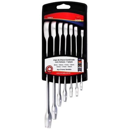 Imagem de Jogo de Chave Combinada com Catraca 7 Peças 819mm 3226070 CORNETA