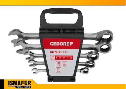 Imagem de Jogo de Chave Combinada com Catraca 8 - 19 mm com 5 Peças - GEDORE RED-R07105005