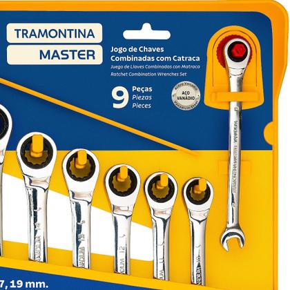 Imagem de Jogo de chave combinada com catraca 8 a 19 mm 9 peças