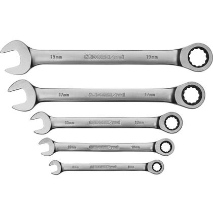 Imagem de Jogo de chave Combinada com Catraca 8 a 19mm com 5 Peças - Gedore Red