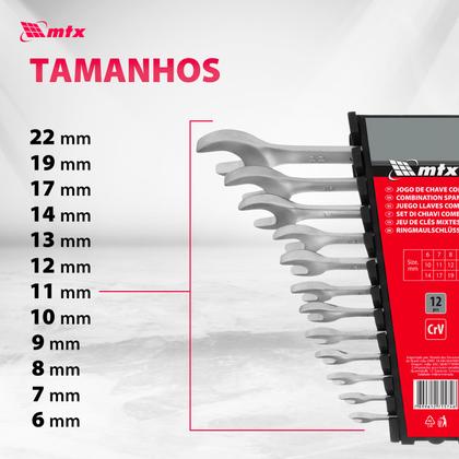 Imagem de Jogo de chave combinada, cromo vanadio, cromo fosco, 6-22mm, 12pcs // mtx