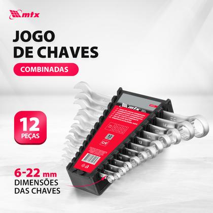 Imagem de Jogo de chave combinada, cromo vanadio, cromo fosco, 6-22mm, 12pcs // mtx