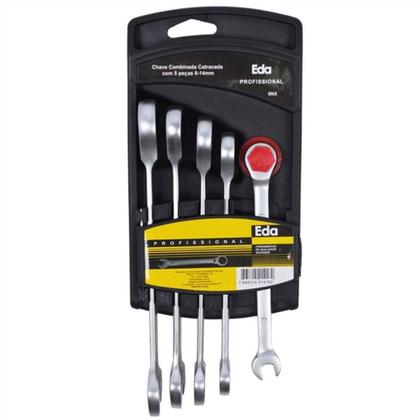 Imagem de Jogo de Chave Combinada EDA com Catraca 05 Peças 8mm a 14mm