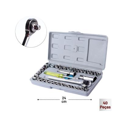 Imagem de Jogo De Chave De Catraca Reversível Com Soquetes 40 Peças Maleta