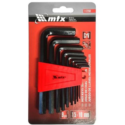 Imagem de Jogo de Chave Hexagonal Allen Curta de 1,5 à 10 MM com 9 Peças MTX