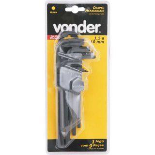 Imagem de Jogo de chaves Allen curta 1,5mm a 10,0mm 9PC VONDER