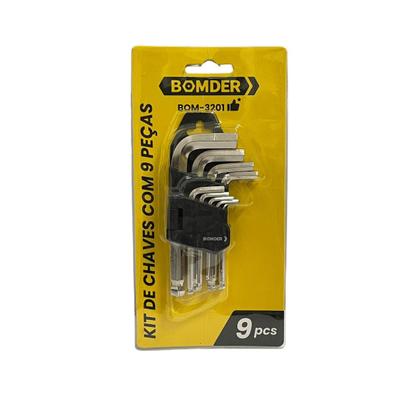 Imagem de Jogo De Chaves Allen Hexagonal Curta 1,5 A 10mm Ponta Abaulada CR-V Profissional 9 Peças