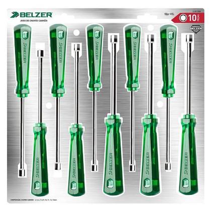 Imagem de Jogo de Chaves Canhão tipo Industrial com 10 Peças de 4 a 13mm - BELZER - 252010BN