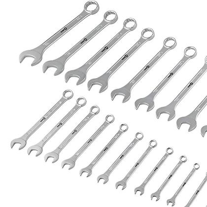 Imagem de Jogo de Chaves Combinada 6 a 32MM Cromada 26 Peças e Suporte NOVE54