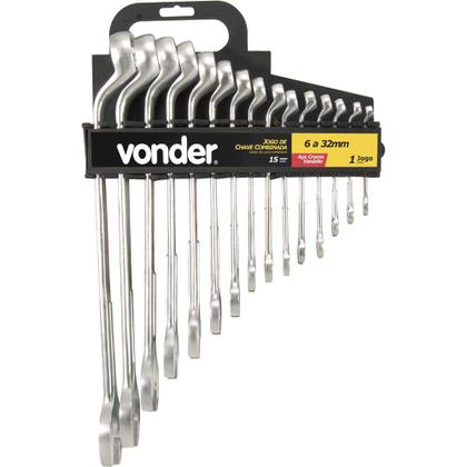 Imagem de Jogo De Chaves Combinadas 6 A 32mm Aço Cromo 15 Pçs Vonder