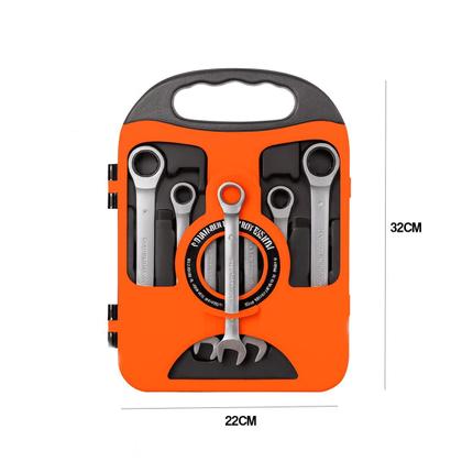 Imagem de Jogo de Chaves Combinadas Catraca Articulada 7 Peças 8 a 19mm Estojo Aço Cromo Vanádio Resistente