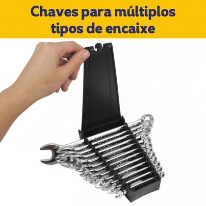 Imagem de Jogo de Chaves Combinadas com 12 Peças  Aço Cromo Vanádio, Alta Resistência e Precisão