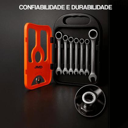 Imagem de Jogo de Chaves Combinadas com Catraca 7 Peças 8-19 mm Estojo Incluso para Oficinas