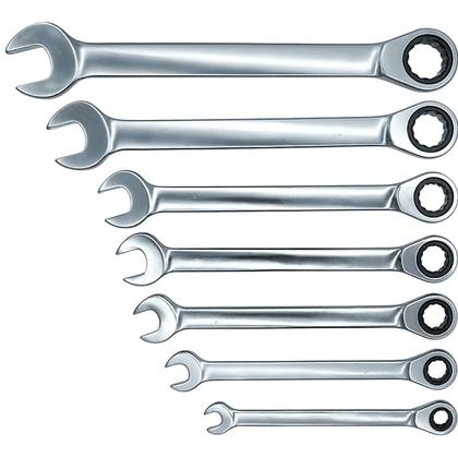 Imagem de Jogo de Chaves Combinadas com Catraca 7 Peças 8-19mm Estojo Prático