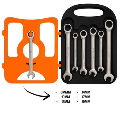 Imagem de Jogo de Chaves Combinadas com Catraca 7 Peças 819 mm em Aço Cromo Com Estojo