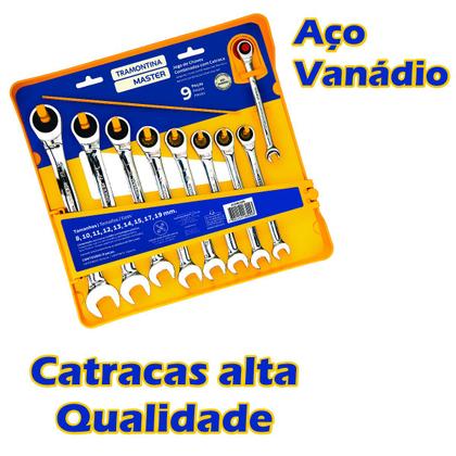 Imagem de Jogo de Chaves Combinadas com Catraca 9 Peças Tramontina