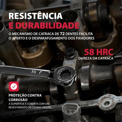 Imagem de Jogo de chaves combinadas, com catraca, cromada, cromo vanadio, 6 pcs// mtx