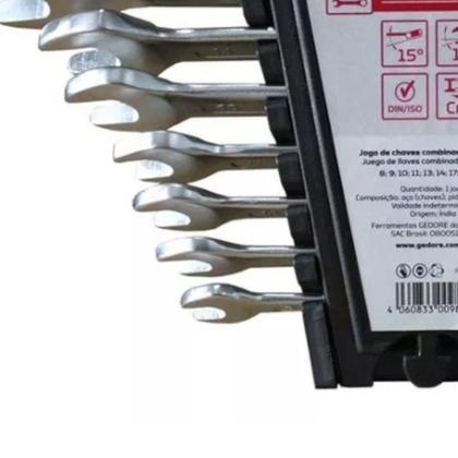 Imagem de Jogo de Chaves Combinadas CR-V 8 a 19 mm com 8 Peças Gedore