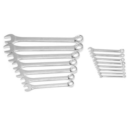 Imagem de Jogo de Chaves Combinadas Cromadas de 6 a 32mm com 15 Peças Sata