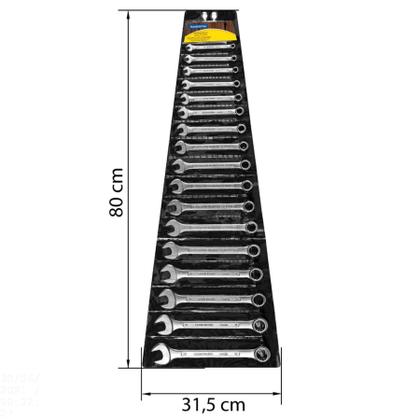 Imagem de Jogo de Chaves Combinadas Tramontina Basic com Corpo em Aço Especial Cromado 17 Peças